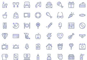 90+ Party and Celebration Colored Line Icons