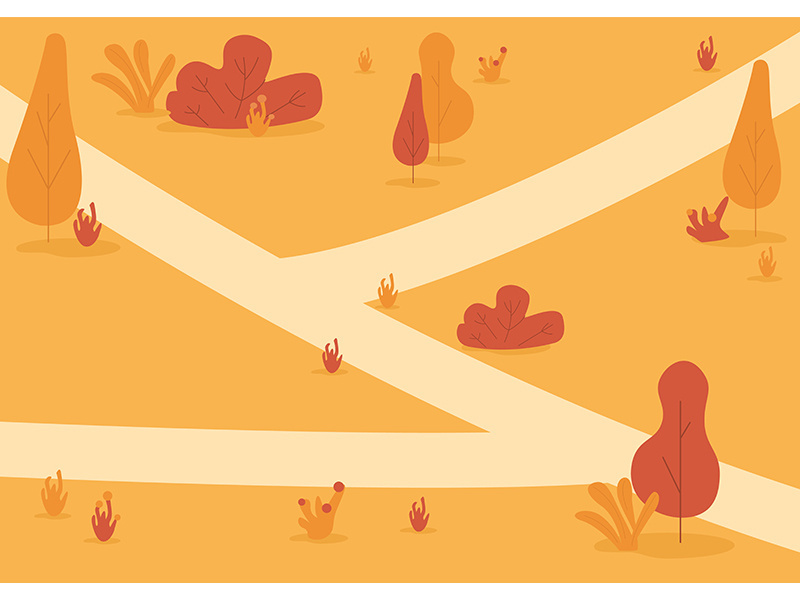 Autumn park flat color vector illustration
