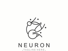 Neuron logo or nerve cell healthy abstract molecule design template