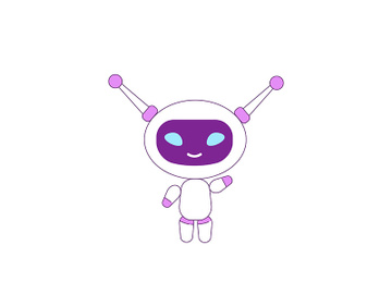 Cute modern robot violet linear object preview picture