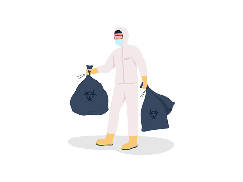 Throwing out rubbish flat color vector faceless character