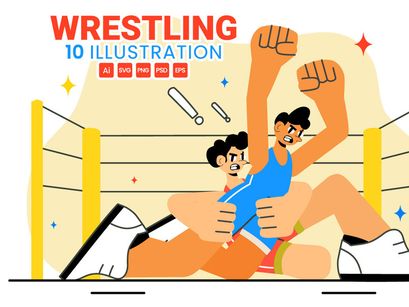 10 Wrestling Sport Illustration