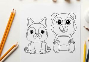 Cute cartoon animals friends vector illustration flat design