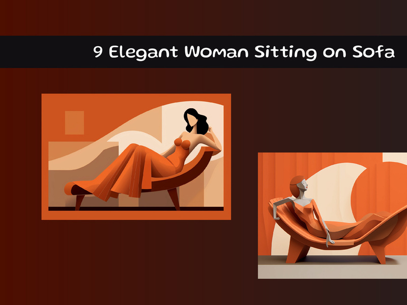 Elegant Woman Sitting on Sofa