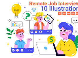 10 Remote Job Interview Illustration preview picture