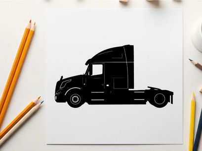 Silhouette of a semi truck with sleeper cabin