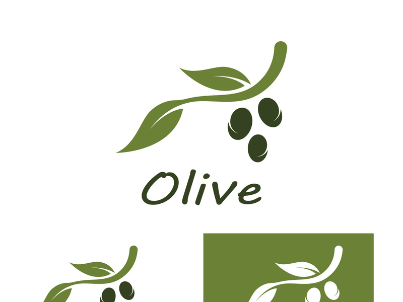 Branched olive fruit logo with creative idea.