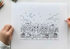 Halloween kids trick or treat happy vector illustration