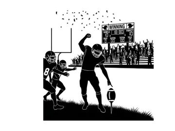 Silhouette of a football player celebrating a touchdown with confetti preview picture