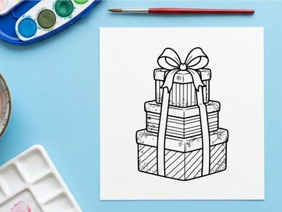 Stacked gift boxes with ribbon bow for festive Christmas celebration and holiday gifting