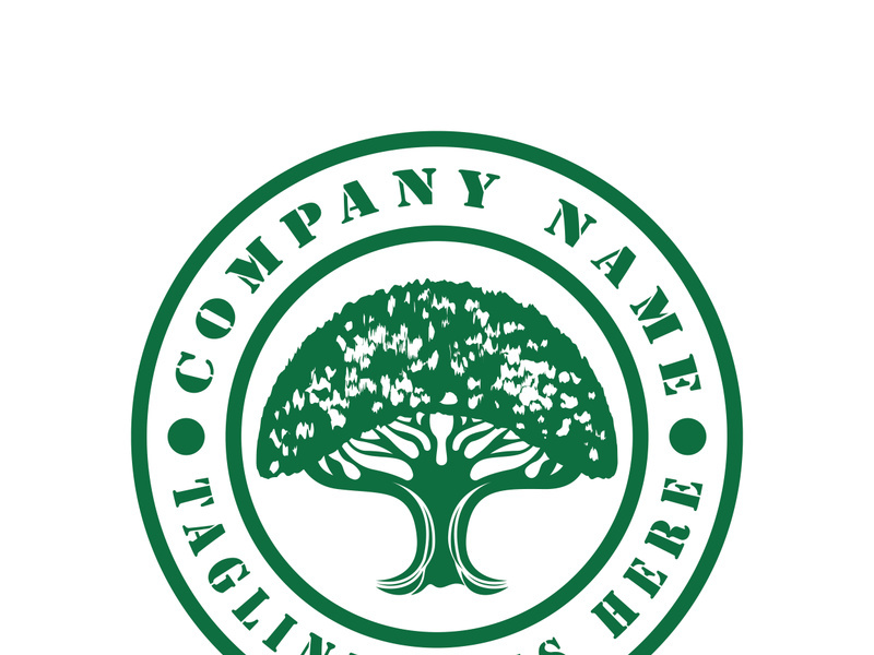 Root Leaf Family Tree of Life Oak Banyan Maple Stamp Seal Emblem Label logo design vector