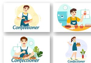 13 Confectioner Vector Illustration