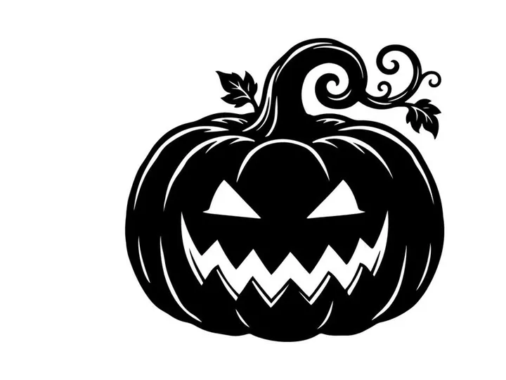 Stylized Halloween Pumpkin with Menacing Jack-o'-Lantern Face