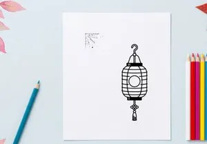 Hanging woven paper lantern with decorative tassel. Traditional cylindrical light shade for festivals and home decor.