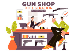9 Gun Accessories Shop Illustration preview picture