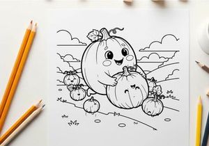 Halloween pumpkin family smiling vector illustration flat design