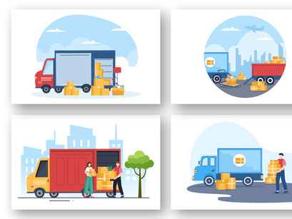 15 Trucking Transportation Design Illustration