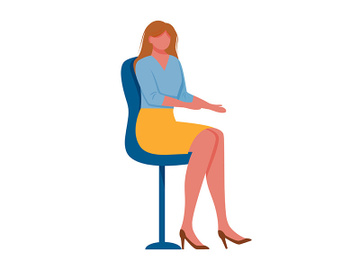Young woman sitting on chair flat vector illustration preview picture
