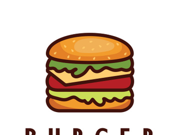 Burger logo illustration, restaurant emblem, cafe, burger and factory label, fast food, vector preview picture