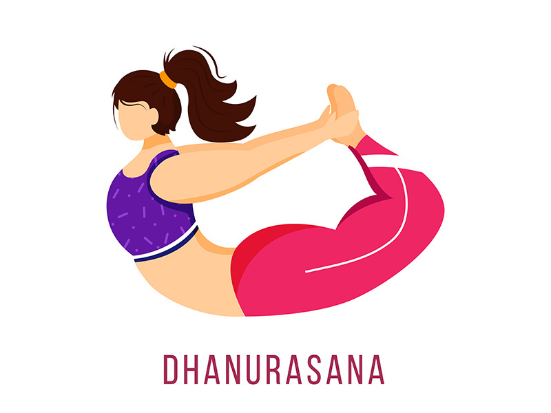 Dhanurasana flat vector illustration