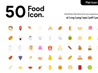 50 Food Flat Icon