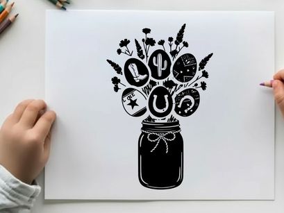 Western silhouette in a mason jar vase bouquet