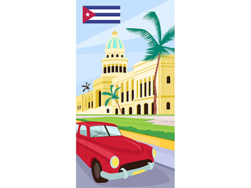 Havana downtown poster flat vector template preview picture