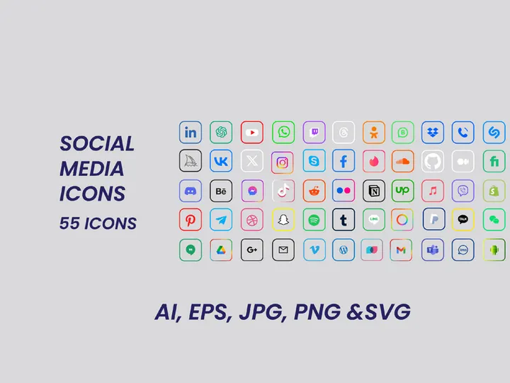 Popular Social Media Logo Icons Pack