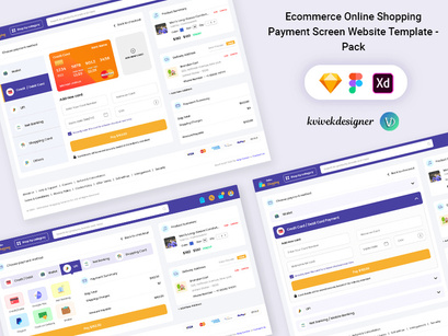Ecommerce Online Shopping Payment Screens Website Template Pack