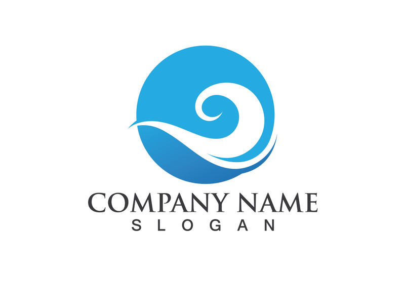 Blue water wave logo design template