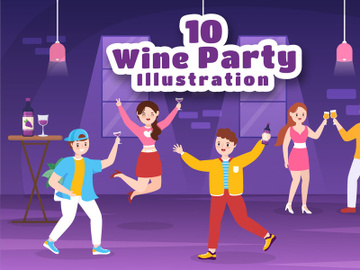 10 Wine Party Flat Illustration preview picture