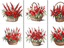 Watercolor Floral Flower Basket Design