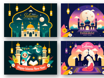 12 Happy Islamic New Year Illustration