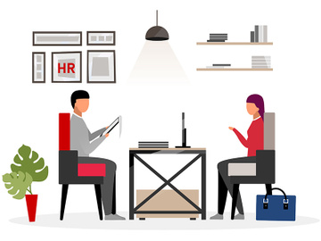 Meeting HR specialist flat vector illustration preview picture