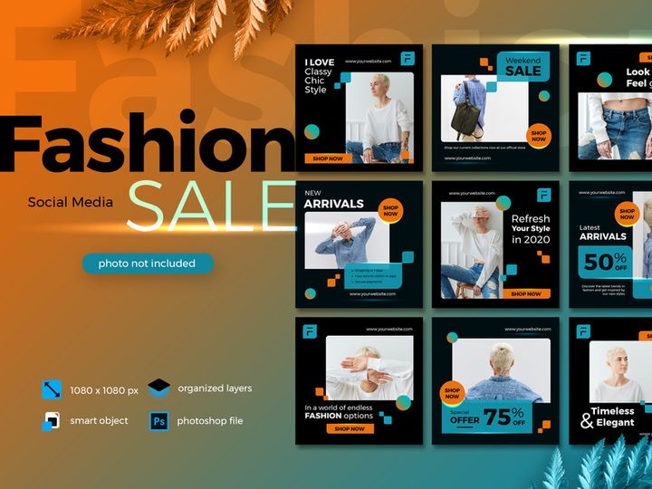 Fashion Sale Social Media template Lush Lava theme