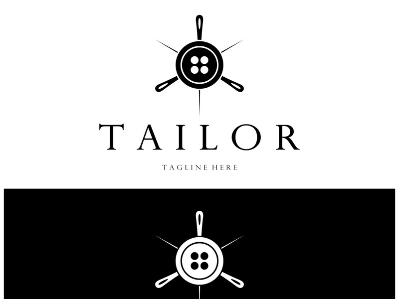 tailor logo icon illustration template combination of buttons for clothes, thread and sewing machine, for clothing product design, convection companies, fashion in vector form