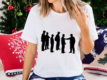 Silhouette of a line of people with one person reaching out to another