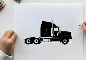 Silhouette of a large semi truck with sleeper cabin