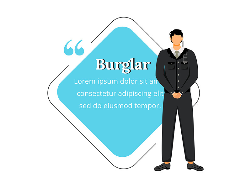 Security guard flat color vector character quote