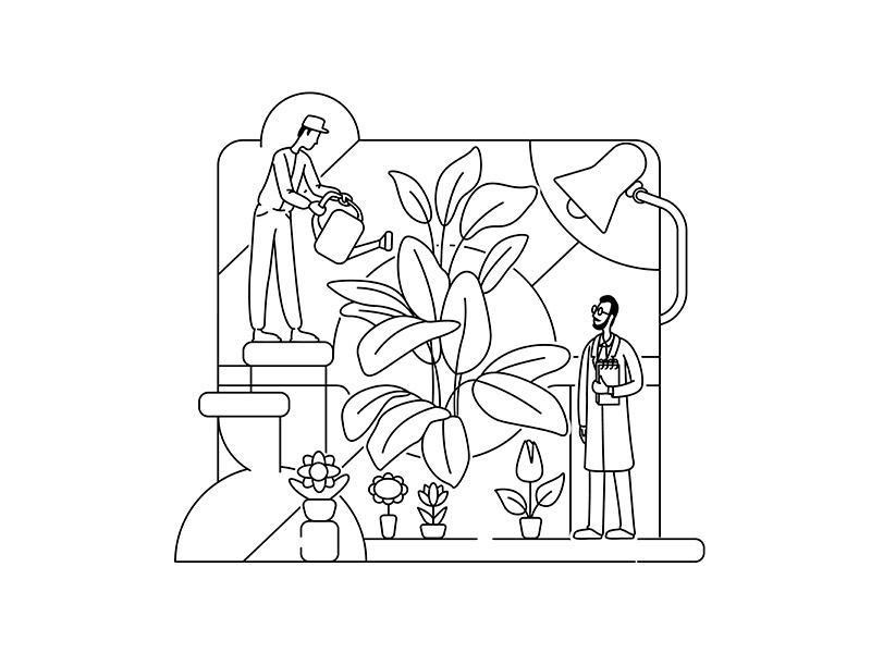 Botanical experiment thin line concept vector illustration