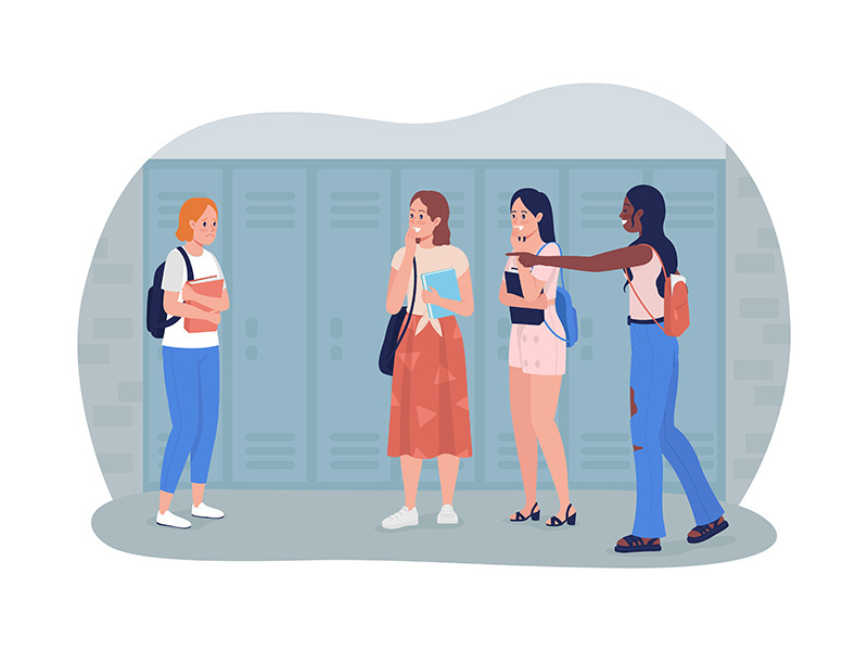 Bullying at school 2D vector isolated illustration