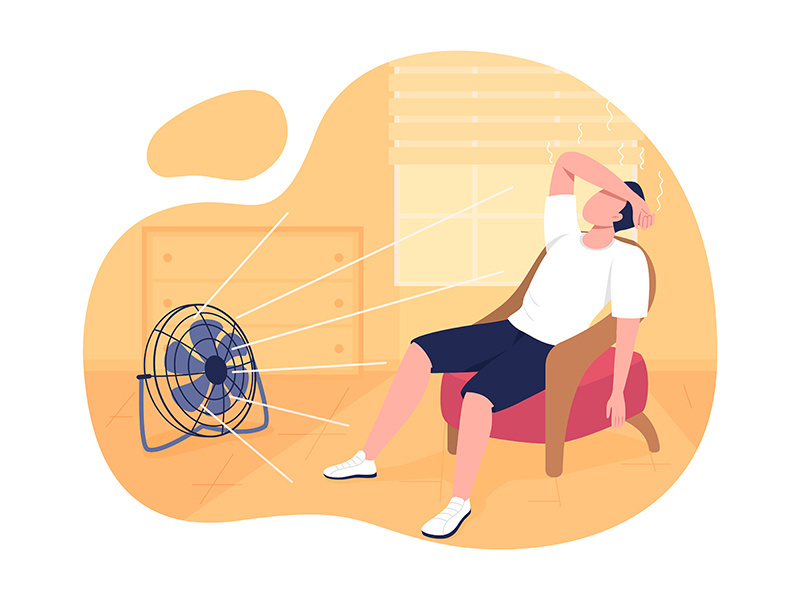 Cooling home at summer 2D vector isolated illustration