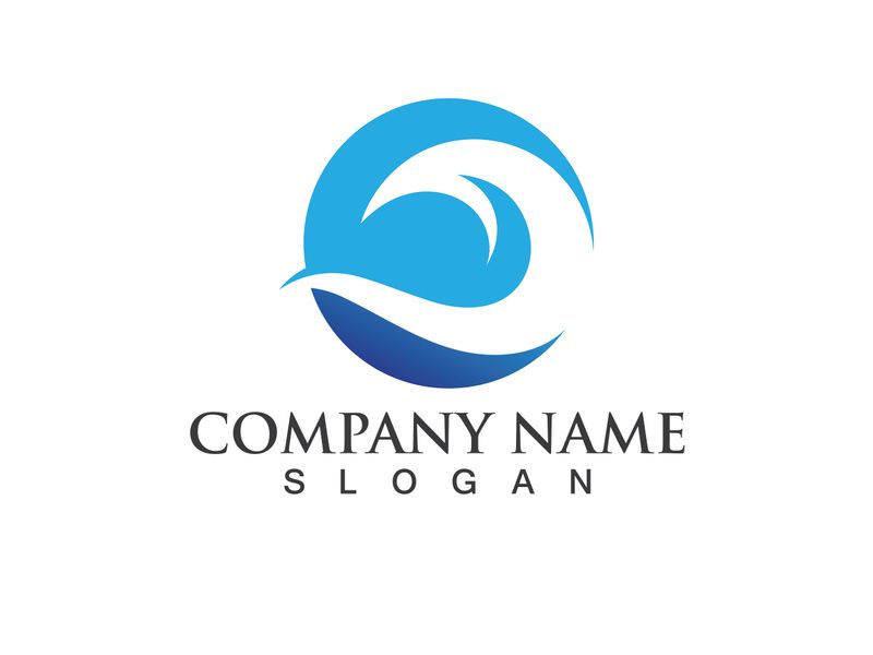 Blue water wave logo design template