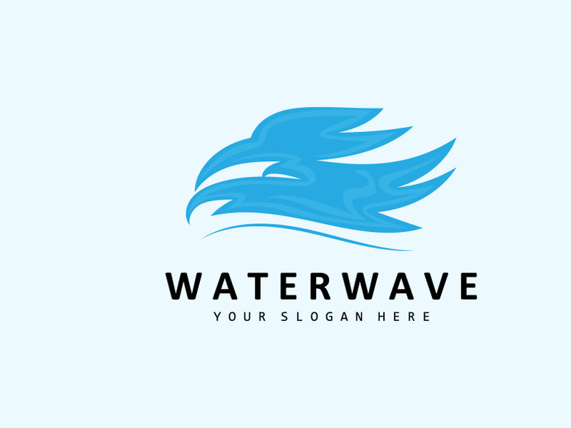 Water Wave Logo, Earth Element Vector, Water Wings Logo Design Style, Brand Icon, Sticker