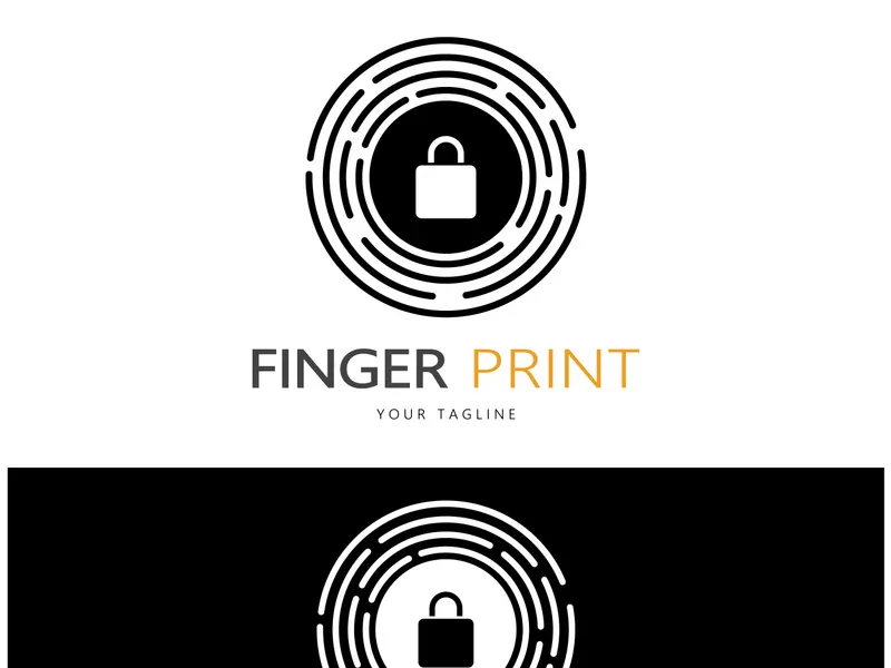 simple flat fingerprint logo,for security,identification,badge,emblem,business card,digital,vector