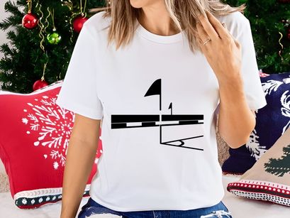 Golf course hole illustration with flags and obstacles