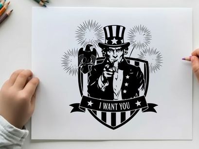 Uncle sam wants you silhouette patriotic american symbol
