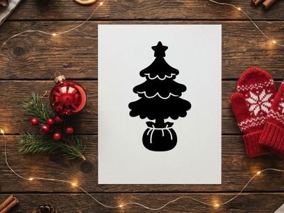 Silhouette of Christmas Tree in a Pot for Holiday Celebrations
