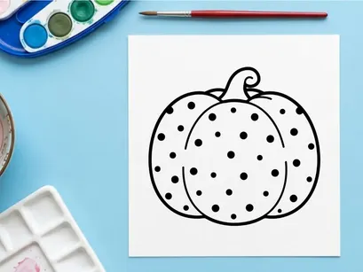 Ilustração de abóbora de Halloween desenhada à mão com bolinhas. Rabisco de abóbora mal-assombrada caprichoso para decoração sazonal festiva e artesanatos.
