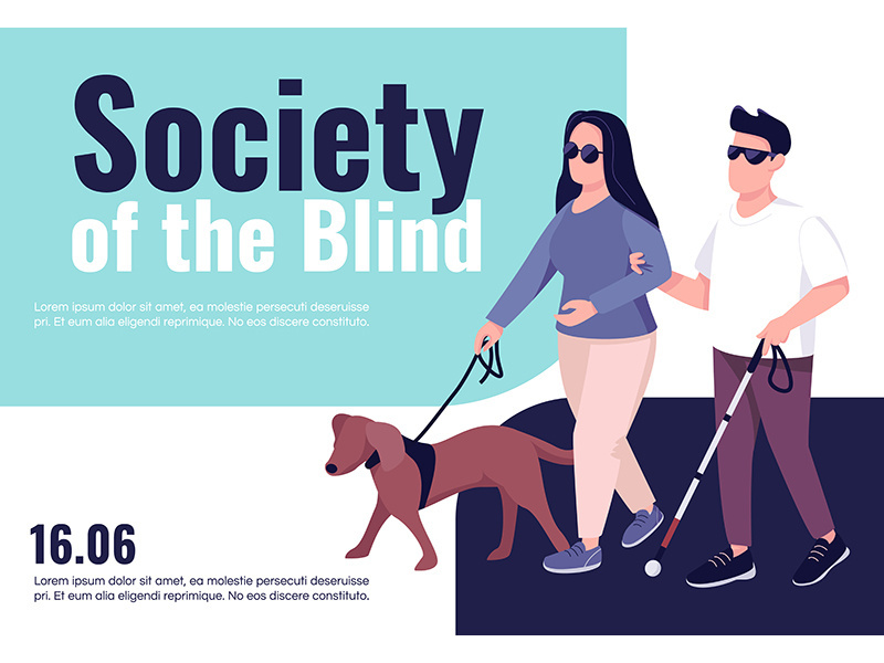 Blind people inclusion banner flat vector template